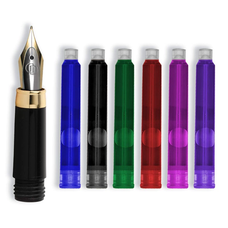 Dryden Designs Fountain Pen Ink Cartridges - Set of 24 Assorted Colors: Black, Blue, Green, Purple, Red, Pink - Short International Standard Size - Disposable and Generic Ink Refill Cartridges. - Image 4